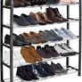 NEW SALE | 5 Tier Shoe Slots Rack - Space Saving Shoe Storage Organiser with Quick, Tool-Free Assembly - Shoe Slots Holds 15-20 Pairs - Dimensions (L) 75.5cm x (W) 18.5cm x (H) 75.5cm - Black Image 2