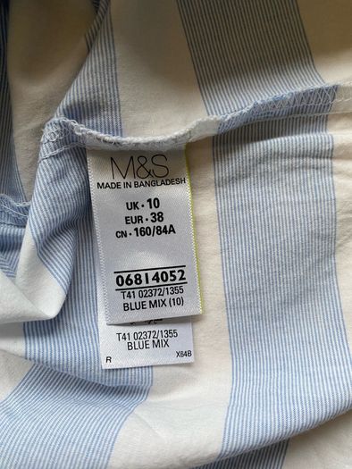 M&S Blue and White stripe Cotton Shirt