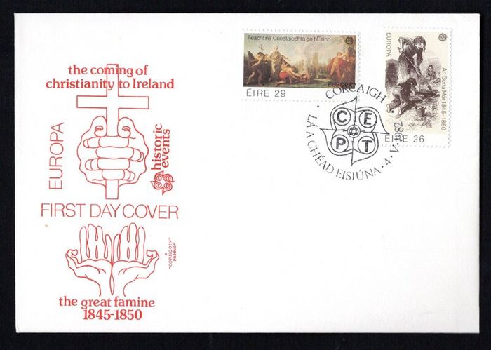 1982 Ireland Europa Historical Events Commemorative Stamps Corkcoin First Day Cover (FDC) with Corcaigh (Cork) pictorial cancel