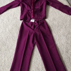 T.V.Z Collection Magenta Plum 2-Piece Trouser Suit Size 38 (UK 10)