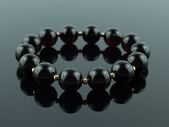 Luxury Dark Cherry Baltic Amber 14mm Beaded Stretch Bracelet with 3mm Gold Plated Spacers for Women Genuine Amber Beads Bracelet for Women