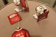 3 x christmas baubles with tags