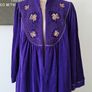 BNWT Vintage 1980s Vanity Fair purple velour housecoat with gold embroidery UK 12/14 Image 3