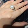 BNWT Perlaviva Genuine Large Freshwater Pearl with Crystals in Rhodium-Plated 925 Silver Ring Image 2