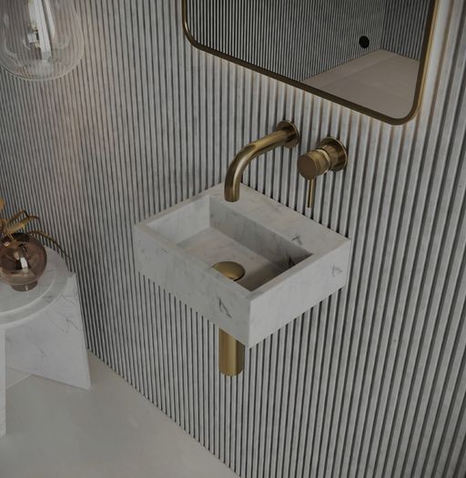 Carrara marble wall mounted sink