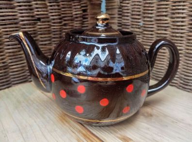 vintage ALB  teapot, Brown Betty, Redware