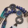 Multi-Strand Vintage Tribal Turqouise Howlite & LapisLazuli With Antique Brass Desgin Necklace Image 3