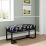Metal-Framed Bench Black & Gold Botanical Velvet with Black Image 3