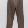 Zara Taupe Faux Leather Trousers Image 2