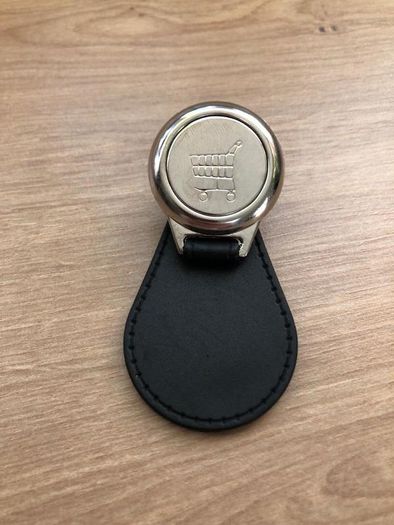 Brand new synthetic leather Jeep key ring with shopping trolley token/coin