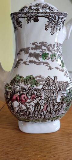 Country Life Large Coffee Pot Featuring Horse & Hounds  Made by Myotts Stafford England