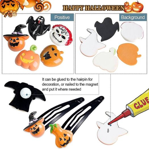 50PCS Assorted Halloween Craft Resin Ornaments Resin Flatback Halloween Craft Embellishment Resin Charms Wizard Pumpkin Ghost Spider Skull Castle Resin Charms for Craft Making