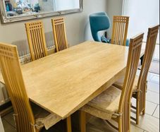 Caramel Beige Marble Dining Table with 6 Chairs- Excellent Condition
