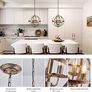 Pendant Light Industrial Globe Farmhouse Lighting Vintage Chandelier Spherical Hanging Ceiling Fixture for Kitchen Island Dining Table E14 Bronze 3 Light Image 4