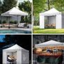 3x3m Heavy Duty Gazebo with 4 Sides, Pop up Gazebo Fully Waterproof Party Tent with Roller Bag and Leg Weights, White Image 3