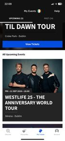 4 standing tickets for Westlife