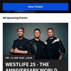 4 standing tickets for Westlife