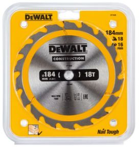 DeWalt DT1938 Construction Circular Saw Blade 184 x 16mm x 18T