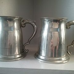 Leonard Eales of Sheffield Glass Bottom Pewter Tankard