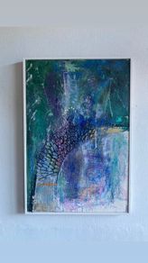 Large Original Abstract Painting Art Deco Influenced Style Painting of Style of Swan Peacock Contemporary Art 75x50cm