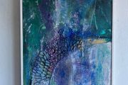Large Original Abstract Painting Art Deco Influenced Style Painting of Style of Swan Peacock Contemporary Art 75x50cm