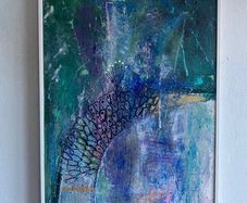 Large Original Abstract Painting Art Deco Influenced Style Painting of Style of Swan Peacock Contemporary Art 75x50cm