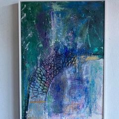 Large Original Abstract Painting Art Deco Influenced Style Painting of Style of Swan Peacock Contemporary Art 75x50cm