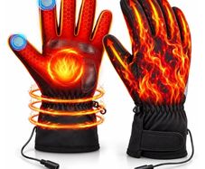 USB Heated Gloves for Men Women with Touch Screen & 3 Levels Temperature USB Heated Gloves Waterproof & Non-Slip Heating Glove Winter Full Finger Hand Warmer Gloves for Skiing Hunting Cycling Hiking