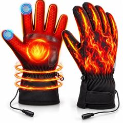 USB Heated Gloves for Men Women with Touch Screen & 3 Levels Temperature USB Heated Gloves Waterproof & Non-Slip Heating Glove Winter Full Finger Hand Warmer Gloves for Skiing Hunting Cycling Hiking