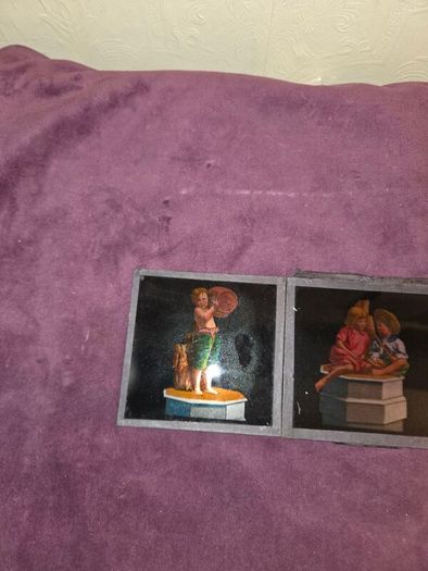 3 Antique Magic Lantern Glass Slides