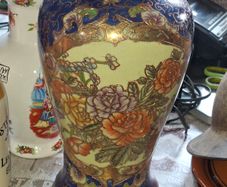 Vintage Satsuma Style Cobalt Blue & Gold Gilt Porcelain Floral Vase Postage Available or Collection in Rochfortbridge Westmeath