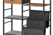 End Table with Vinyl Storage, 4 Tier Vinyl Record Storage, Side Table with Open Shelves, Turntable Stand for Living Room, Media Room, Rustic Brown