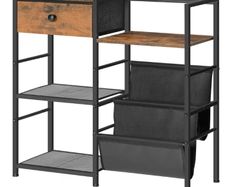 End Table with Vinyl Storage, 4 Tier Vinyl Record Storage, Side Table with Open Shelves, Turntable Stand for Living Room, Media Room, Rustic Brown