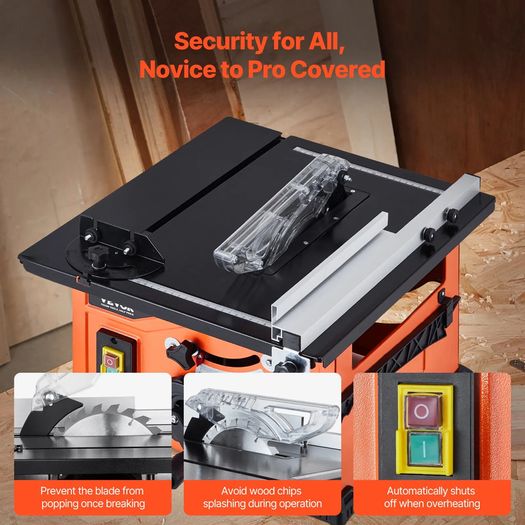 Table Saw for Jobsite, 210 mm, 1200W Portable Compact Tablesaw, 225mm Max Rip Capacity, 4800RPM Cutting Speed, with 24 Teeth Saw Blade