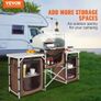 Folding Outdoor Cooking Table with Storage Carrying Bag, Aluminum Cook Station 3 Cupboard & Detachable Windscreen, Quick Set-up for Picnics, BBQ, RV Traveling, Brown Image 2