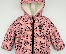Official Disney Minnie Mouse Fleece Lined Baby's Puffer Jacket with Matching Mittens