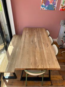 Solid Oak Dining Table and Bench