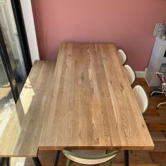 Solid Oak Dining Table and Bench