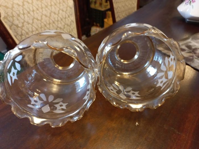 2 Matching Retro/vintage style Glass Lampshades