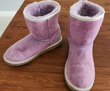 UGG K Classic Sheepskin Short Weave Fur-lined Boots - Purple - UK 5