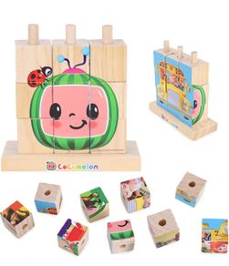 10 Piece Travel Size Wooden Stacking Block Puzzle - Educational Toddler Toys and Learning Development - Suitable from 18+ Months