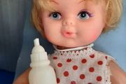 Vintage doll with bottle from 1970 in box