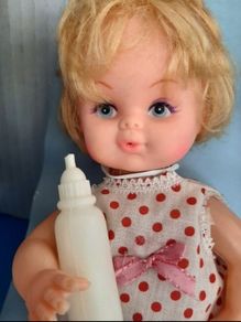 Vintage doll with bottle from 1970 in box