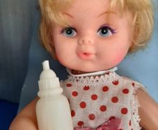 Vintage doll with bottle from 1970 in box