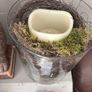 Large leaf embellished glass holder and battery candle Image 3
