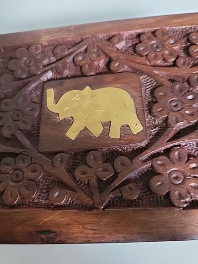 Carved wooden trinket box