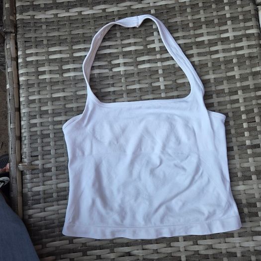 White Halter neck top