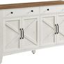 Kitchen Cabinet, Sideboard with Drawers, Storage Cabinet with Doors, Adjustable Shelf, Country House Style, for Living Room, Kitchen, Dining Room, 40 x 140 x 80 cm, Vintage White/Honey Brown Image 5