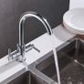 Kitchen Mixer Tap Dual Lever Monobloc Swivel Spout Chrome Sink Taps Brass with UK Standard Fittings Image 2