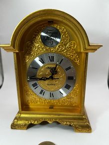 Rhythm Vintage Tempus Fugit Brass Table Clock, Working order